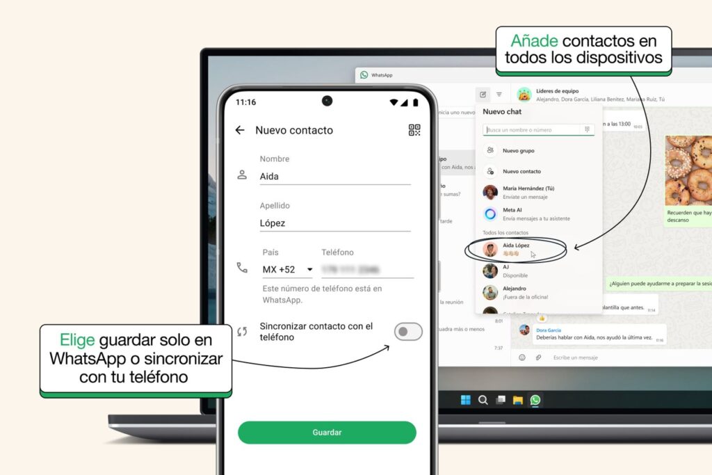 WhatsApp ahora permitirá guardar y sincronizar contactos desde tu computadora