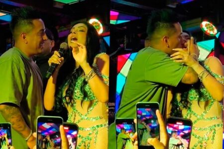 Pamela Franco y Christian Cueva oficializan su romance con un beso en pleno concierto