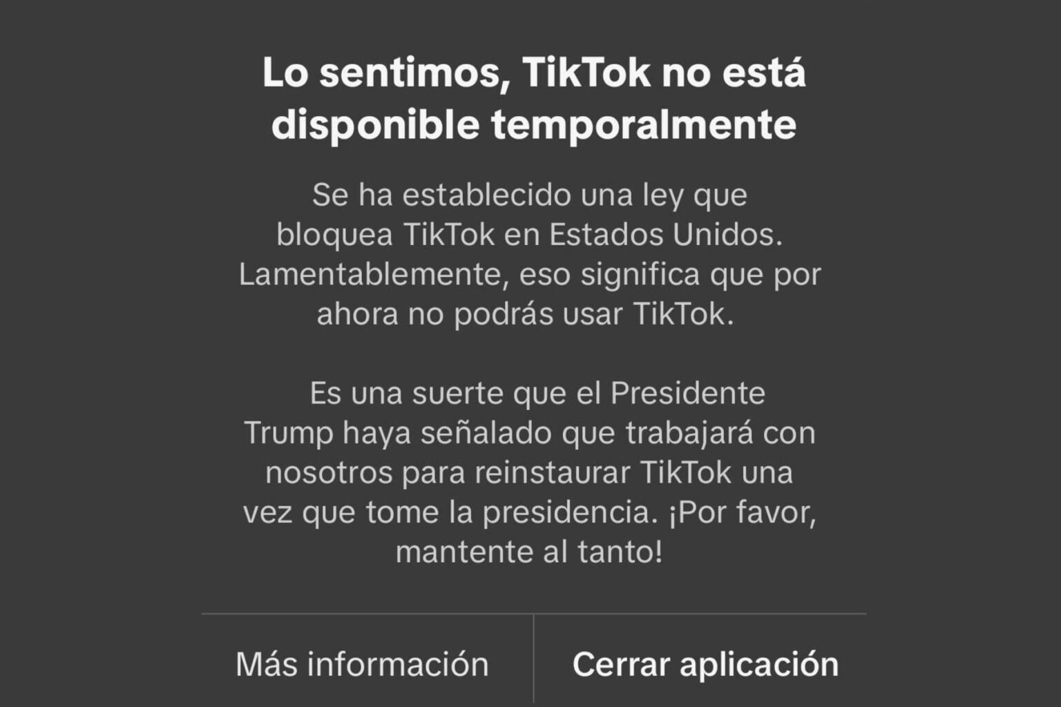 TikTok suspende operaciones en EE. UU. ante veto por seguridad nacional