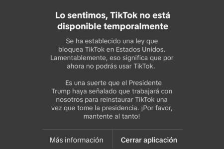 TikTok suspende operaciones en EE. UU. ante veto por seguridad nacional