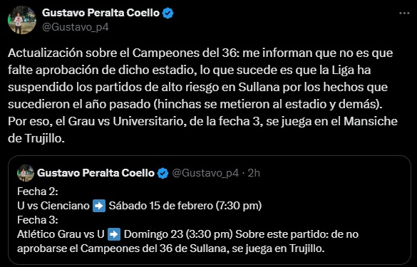 Partidos entre Alianza Atlético vs. Alianza Lima y Atlético Grau vs. Universitario se jugarán en Trujillo 