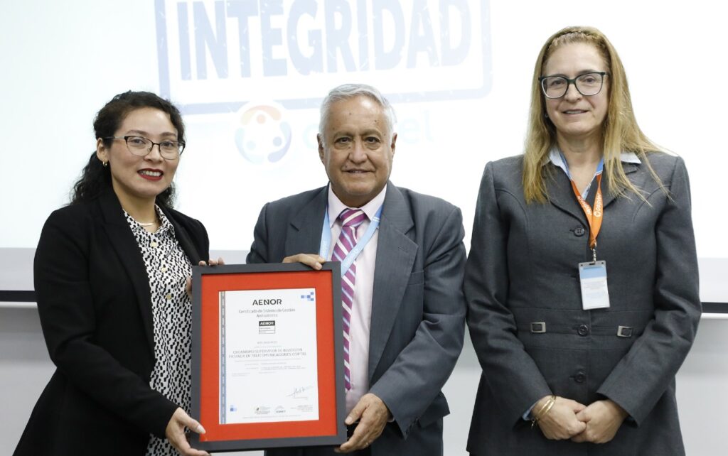 OSIPTEL obtiene por tres años más la certificación ISO 37001 por su sistema de gestión antisoborno