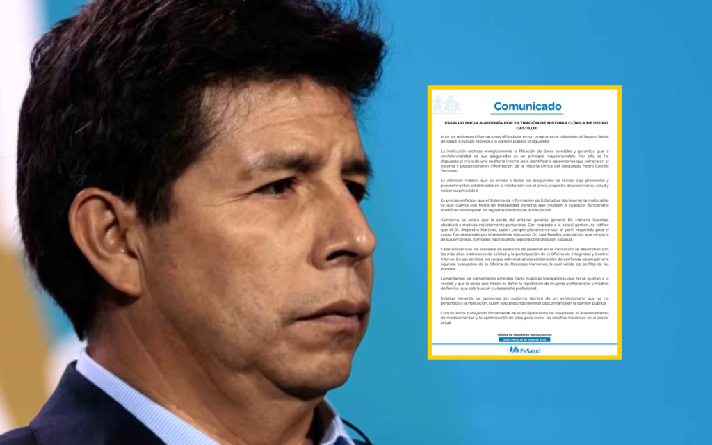 EsSalud inicia investigación por filtración de la historia clínica de Pedro Castillo EsSalud inicia investigación por filtración de la historia clínica de Pedro Castillo